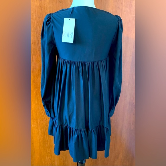 Zara Dresses | Zara Tiered Tie Front Mini Dress Black  It is new bohemian style - Picture 4 of 9